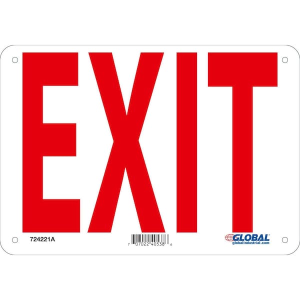 Exit Sign, Aluminum, 10 in W, 7 in H
